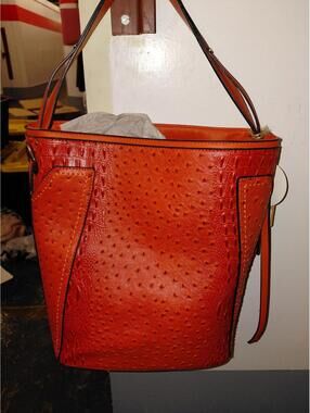 Orange ostrich bag with strap